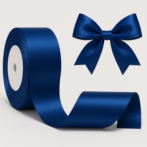 Blue Ribbon for Gift Wrapping Soft Blue Satin, 1 Inch, 25 Yards, Sheer Silk for Crafts, Hair, Balloons, Bows, Weddings, Birthdays, and DIY Sewing