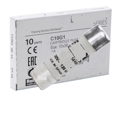Fusible 20A 10x38mm C10G20 con cuerpo de ceramica resistente a altas presiones y 500V