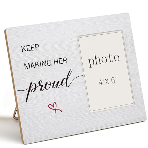 LYEQUIYISA Keep Making Her Proud - Memorial Picture Frame for Loss of Mom, Sympathy Gifts for Mom Grandmother, Remembrance of Mother, Condolence Gifts Wooden Photo Frame (4x6 Inch Photo)