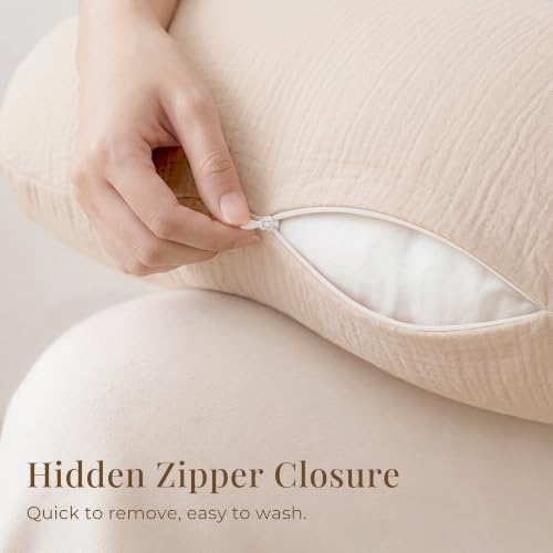 Image of Konssy 2-Pack Muslin Nursing Pillow Covers, Blossom Soft Slipcover for Baby