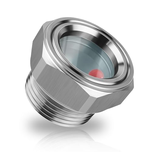 3/4'' NPT Stainless Steel Oil Sight Glass with Float Ball, Air compressor Oil Sight Glass, Male Hex Head Heavy Duty Level Gauge for Air Compressor/Gearbox/Hydraulic Tanks