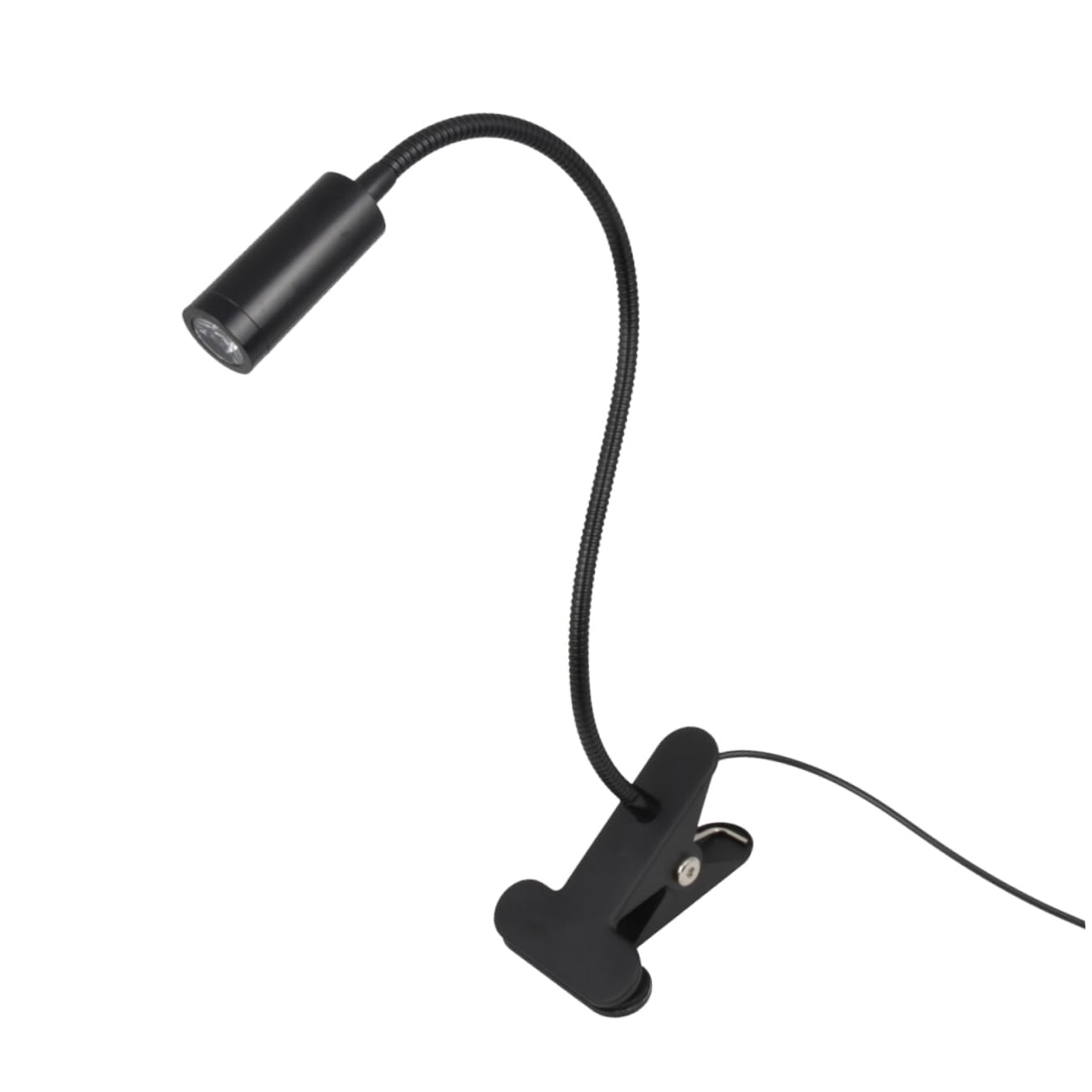 LED Lectura Lámpara de Clip USB 3W Tubo Flexible Cuello de Cisne Foco de Trabajo Luz de Taller Negro, Dirección Ajustable