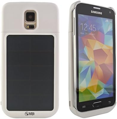 Samsung Galaxy S5 Power Case with Solar Charger 4000 mAh Rechargeable Back-Up Battery Case - SURIA CHARGER ® (by Portable Solar Shop) (White)