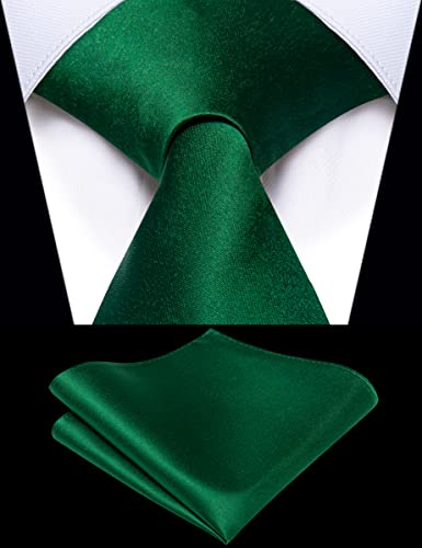 Image of YourTies Zipper Tie for Men Adjustable Pre-tied Satin Neckties and Pocket Square Set Solid Color Business Formal Wedding