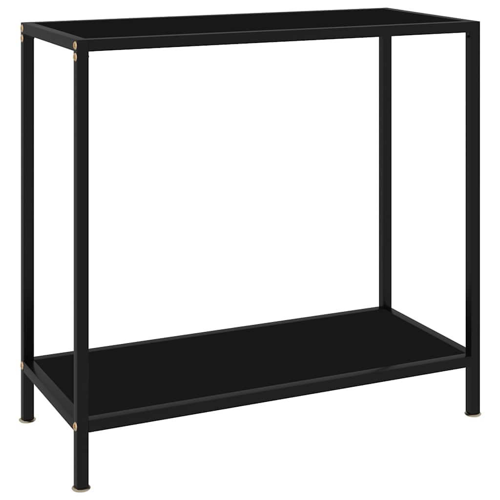 Générique Konsola stołowa czarna 80 x 35 x 75 cm szkło hartowane | Stal malowana proszkowo, półka do przechowywania, łatwa do czyszczenia, stabilna i wytrzymała