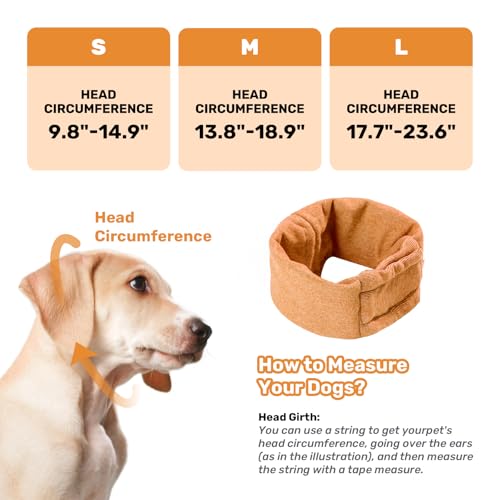Image of Dog Calming Hoodie, No Shake Ear Wraps for Dogs, Adjustable Dog Ear Muffs for Noise Protection, Ear Wrap Head Cover for Anxiety Relief & Hematoma (Vitality Orange, M(Head Circle:13.8 inch-18.9 inch))