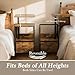 Swivel Lift Top Nightstand with Charging Station, 2-Tier 360° Adjustable Bedside Table, Rolling Night Stand with Wheels, Small End Table with Fabric Drawer, for Bedroom, Living Room, Rustic Brown