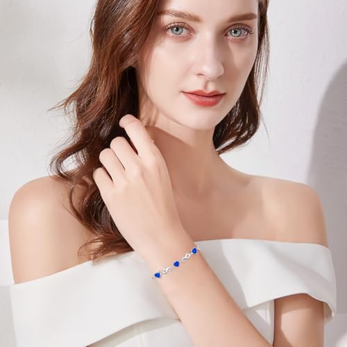 Infinity Love Heart Birthstone Bracelet 925 Sterling Silver Birthday 12 Gemstones Adjustable Bracelets Jewelry for Mother Wife2