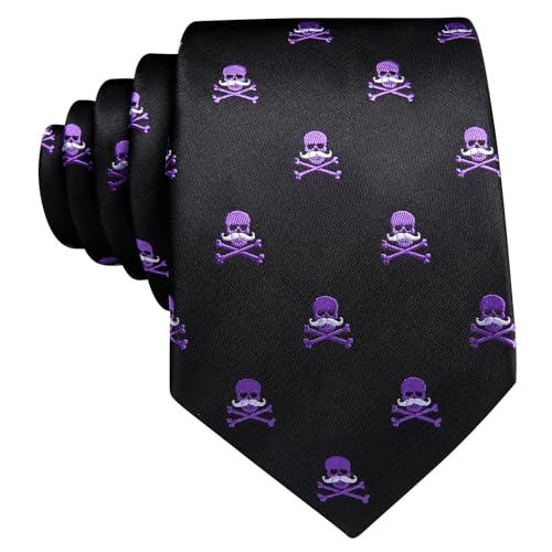Image of Barry.Wang Man Tie Sets Skull Ties Animal Extra Long Necktie Silk Woven Handkerchief Cufflinks Festival Party Gift