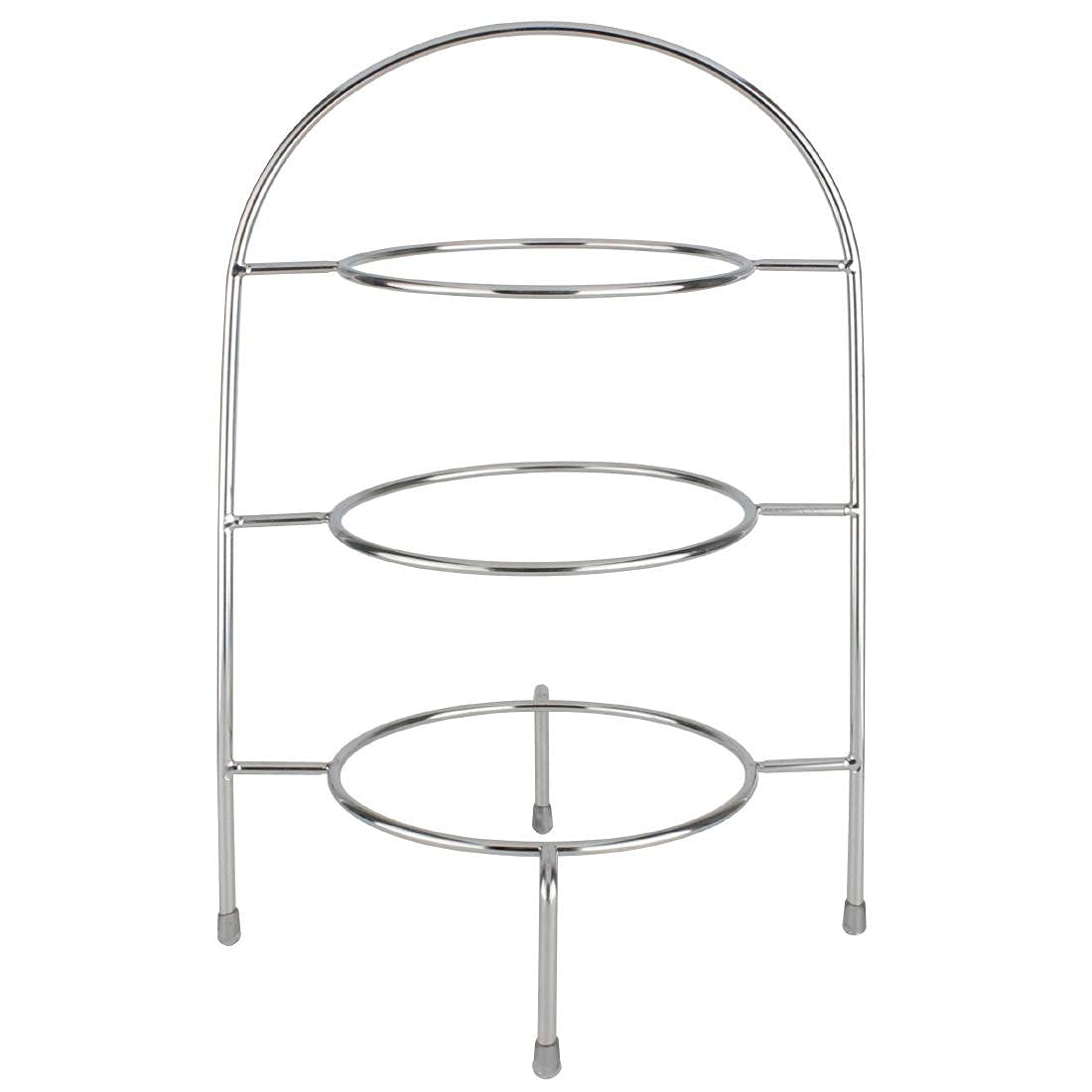 Olympia Présentoir pour 3 assiettes maxi 21cm, Support à 3 niveaux pour assiettes jusqu'à 21 cm/8,25 pouces, Chrome, Taille : 380(H)mm x 240(L) x 205(P)mm, Anneau d'assiette 15,5 cm, CL571
