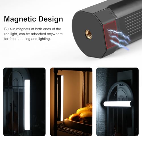 OBETS 30cm RGB Lámpara de vídeo portátil, luz de Relleno LED con batería de 3000 mAh, 2500 – 9000 K, luz de Tubo de cámara Regulable para Estudio fotografía TikTok Youtube Vlog - imagen 6