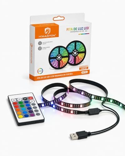 Fita LED RGB 5 Metros USB com Contr...