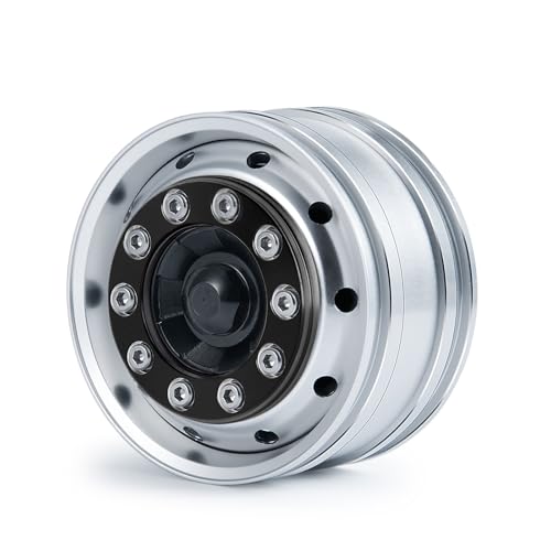 AXspeed Metall Vorderseite Felgen, 2 Stück Hex Radnaben für 1:14 Tamiya Anhänger Traktor Auto Zubehör (Schwarz)