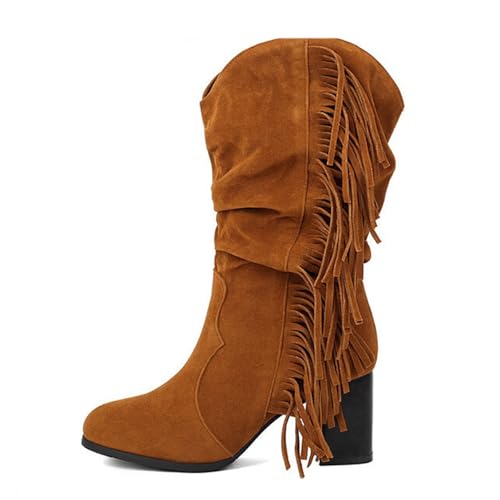 Generisch Botas de mujer por encima de la rodilla, cómodas y elegantes, botas altas por la rodilla con tacón, botas largas de gamuza, botas de invierno, monocolor, hasta la rodilla, botas largas de