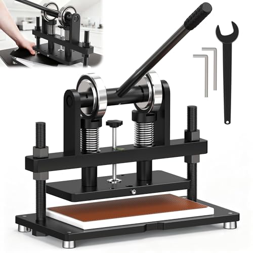 SporGain Leather Cutting Machine Die Cutter Stamping Machine Hand Press Mold Cutter Includes 10.2 x 5.9 Upper Plate Dual Guide Shafts Die Cut Machine for Various of Materials
