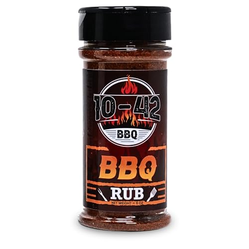 10-42 BBQ Rub Seasoning (No MSG, Low Sodium) | All Natural Meat Seasoning & Spice | US-Made | Spices for Smoking & Grilling | Best on Brisket, Ribs, Pork Chops, Chicken, Turkey | 6 oz