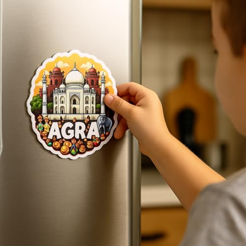 Image of Naxon Agra City Theme Souvenir Wooden Fridge Magnet for Refrigerator - Printed Fridge Magnet for Kitchen & Home Decor | Perfect Souvenir Gift | Size 3x3 in | Pack of 1
