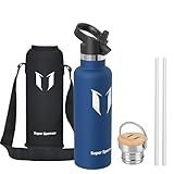 Super Sparrow Trinkflasche Edelstahl Wasserflasche - 750ml - Isolier Flasche mit Perfekte Thermosflasche für Das Laufen, Fitness, Yoga, Im Freien und Camping | Frei von BPA (Blaubeere)