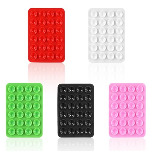 PEUTIER 5 Soportes de Ventosa para Teléfono, Soporte Adhesivo Silicona Ventosa Teléfono con 24 Ventosas Accesorio Adhesivo Agarre Teléfono para Selfies y Vídeos en Superficie Plana (Multicolor 3)