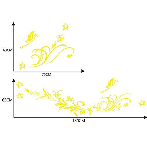 Image of Car Body Decals Carved Hollow Flower Butterfly Decorative Stickers Anti-Scratch for Cars, Vans, SUVs, Trucks,Set of 3 pcs (Yellow)