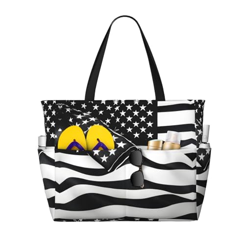 Sac à bandoulière imperméable imprimé drapeau américain noir et blanc