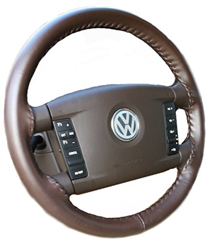 Wheelskins Genuine Leather Brown Steering Wheel Cover Compatible with Porsche Vehicles -Size AXX