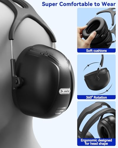 Image of Dr.meter Noise Cancelling Headphones for Adults XL, SNR 35dB Noise Reduction Ear Muffs Safty Earmuffs, Ear Protection for Shooting Gun Range,Yard Work, Mowing, Construction, Workshops- Large Size