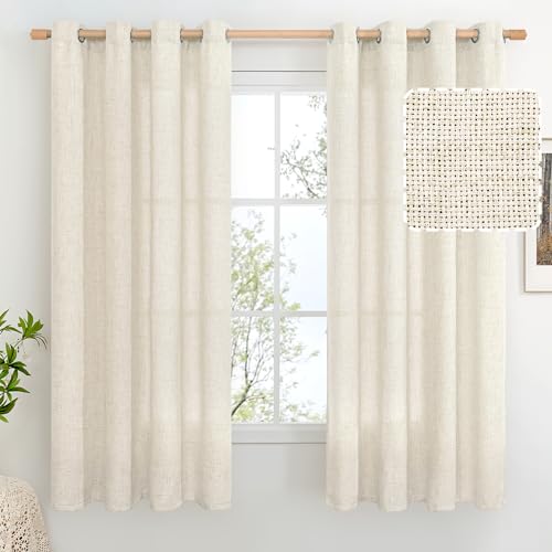 BGment Linen Curtains for Bedroom, 63 Inches Length, Short Panels