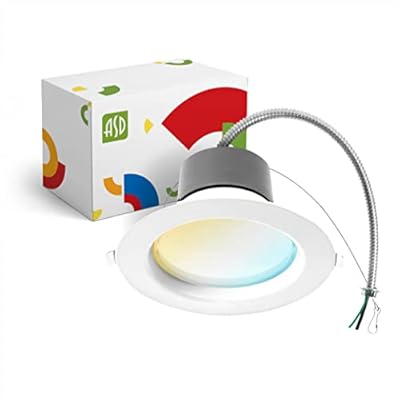 ASD 4 Inch Commercial Canless LED Downlight, Power Adjustable 7/10/13W Lighting, Round Dimmable Recessed Ceiling Light Fixture, 5 Color Temperatures 2700K-5000K, 120-277V IC Rated UL & Energy Star