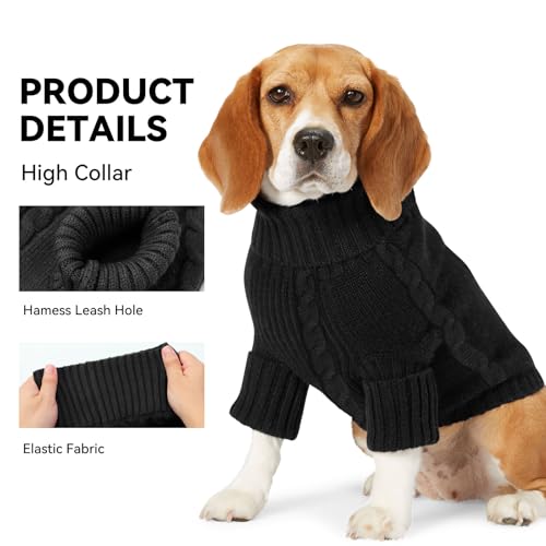 Mayoii Warm Hundepullover, Pullover Hund, Hundepullover Kleine Hunde, Rollkragenpullover Hundepullovers Grosse Hunde, Hundepullovers Fleece Mittelgroße (Schwarz, 2XL)