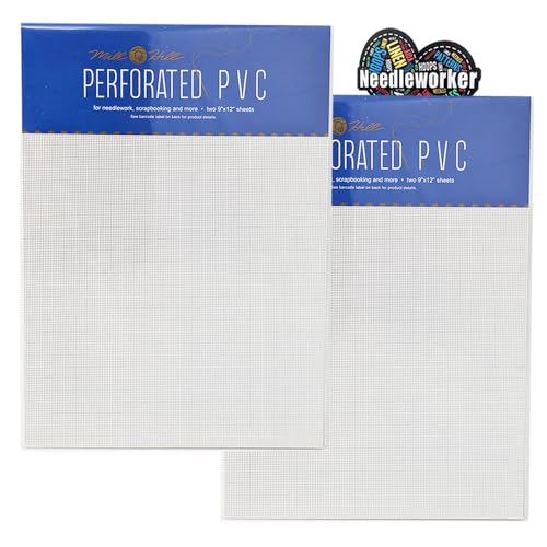 Perforated PVC For Cross Stitch -18 count White, 2 Packs (4 total sheets) Plus Decorative Needleworker Sticker
