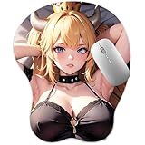 RUFSMAAN 3D Mouse Pad Oppai Mousepad with Soft Gel Wrist Rest Anime Manga Gaming Boob pad Anti-Slip Mouse Mat （Bowsette 3）