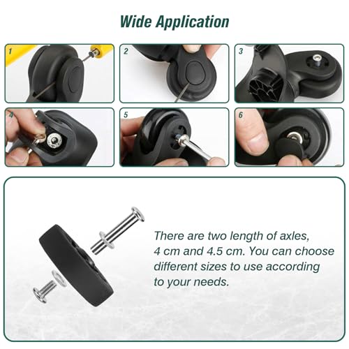 4pcs Luggage Wheels Replacement OD 55mm, Suitcase Swivel Casters, Wear Resistant Rubber Repair Wheel Black, PF093