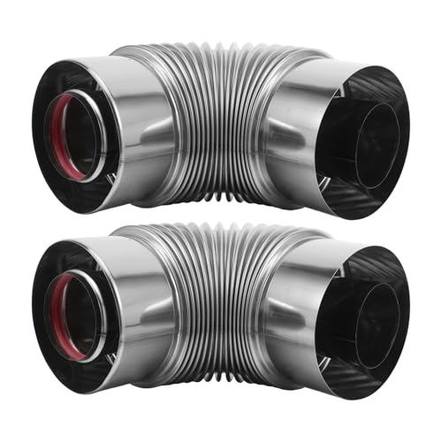 Amosfun Tubo para Estufa de Leña de Interior Acero Inoxidable Doble Pared 60/110 Mm Codo 90° Invertido Conector Hermético Ahorro Espacio Accesorio para Chimenea y Calefacción