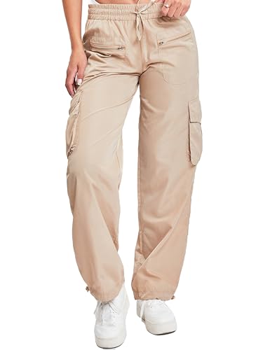 YMI Jeans Women's Nylon Cargo Joggers with Zippers