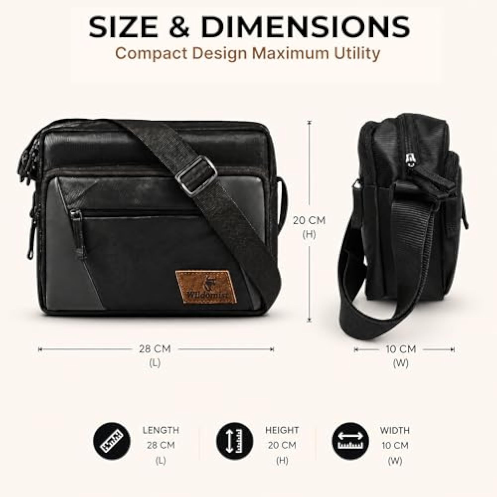 Men's Messenger Bag, Water-Resistant Crossbody Style