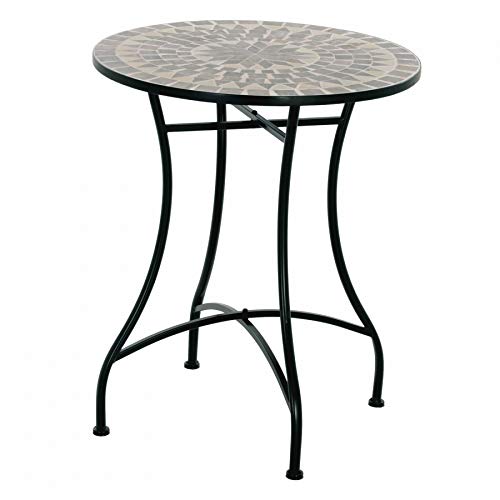 MACOShopde by MACO Möbel Raburg Mosaiktisch Mayla in BLAU-GRAU-Mint - Metallgestell in SCHWARZ, Gartentisch, rund, 60 cm… – Bild 3