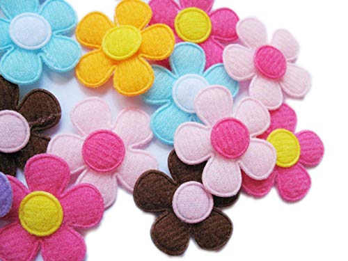 Image of YYCRAFT Pack of 90pcs 1 inch Padded Spring Felt Flower Appliques-9 Colors
