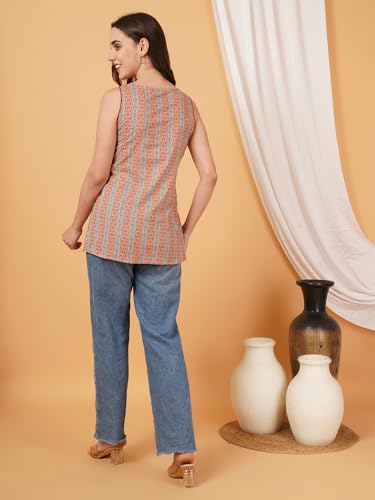 Image of COTLAND Fashions Jaipuri Cotton Angrakha Style Top for Women (Partial Open)