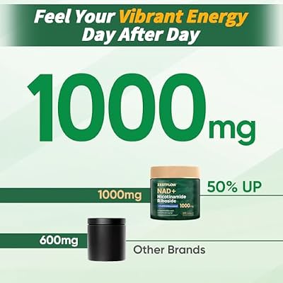 NAD Supplement, NAD+ Nicotinamide Riboside Resveratrol 1000mg, Liposomal NAD Supplement for Women & Men, NAD Plus with CoQ10 for Cellular Energy & Healthy Aging, 120 Caps - 60 Day Supply