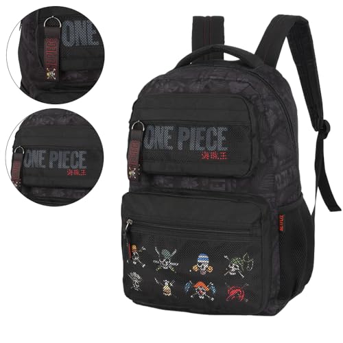 Mochila De Costas Escolar Juvenil One Piece Oficial Netflix (Preto)