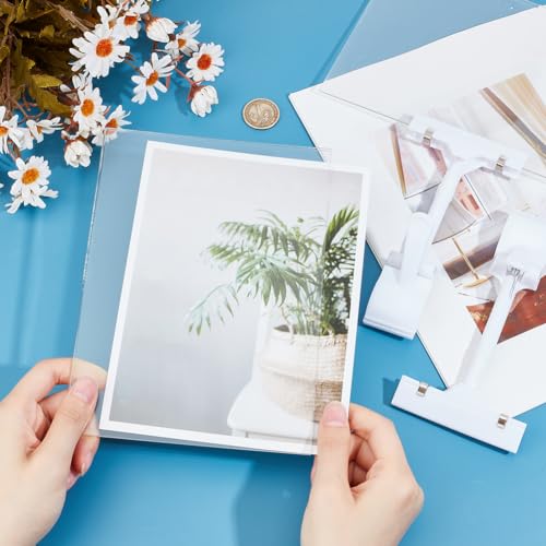 OLYCRAFT 4 Sets A5 Acrylic Sign Holder with Clamp 15x30cm Double Head Display Clips Clear Acrylic Display Board Label Display Holder for Party Supermarket Exhibition Department Store Trade - Image 3