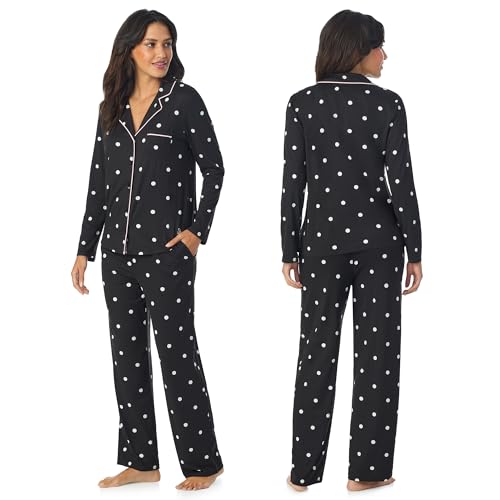 Image of Cuddl Duds Long Sleeve Button Up Matching Pajamas 2 Piece PJs Set for Women | Sleepwear & Loungewear, Printed PJ Shirt & Pants with Pockets, Comfy & Cute, Soft Lightweight & Breathable Lounge Sets