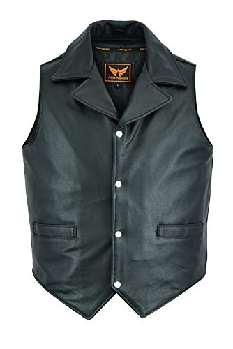 A&H Apparel Men's Classic Cowhide Leather Biker Vest - Concealed Carry Durable Design