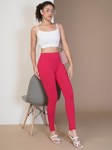 Image of ONE SKY Women Full Length Leggings | Cotton Modal Spandex Blend | High Waist Stretchable & Bio-Washed Fabric | Colour-Lock Technology | Comfortable Leggings for Women