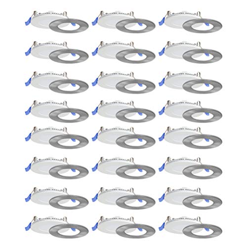 Greatest Product Nadair SL3-450-24WH3KBN, 3 Recessed Ultra, 24-Pack, IC Rated, Dimmable, 6W=50W, 450 Lumens, 3000K (Warm White), Large Junction Box, Quick Connect System LED Slim Panel Light, 3 in Round