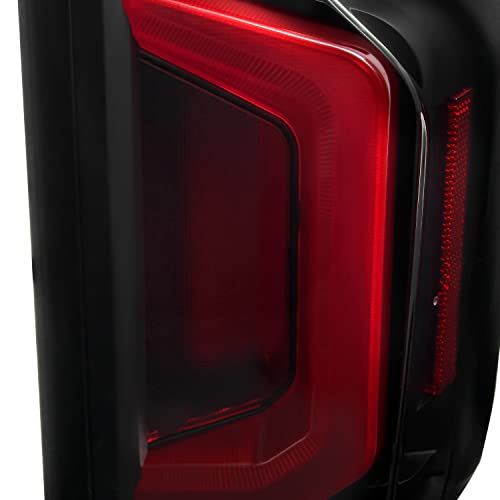 Image of AKKON - Fits 2019-2024 Chevy Silverado 1500 2500HD 3500HD [LED Type] Tube DRL Brake Signal Black Smoked Tail Lights Pair