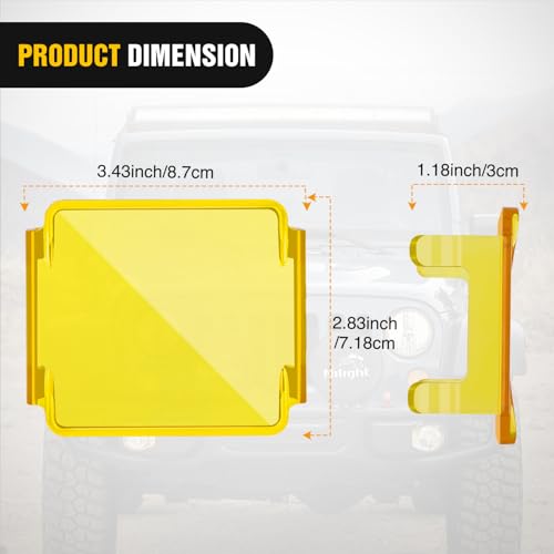 Image of Nilight 3 Inch Cube Light Pod Covers 2 PCS Yellow Color | Protective Durable Polycarbonate Lens, Waterproof Dustproof Scratch-Proof for Square Off Road Driving Lighting