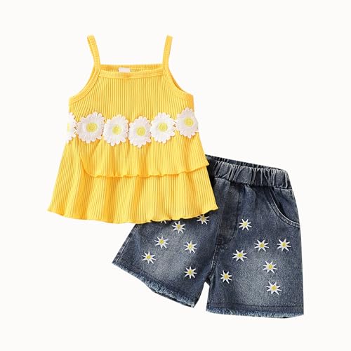 KIDLAGA Toddler Baby Girls Clothes Outfits Cute Print Bow Camisole Top and Shorts Summer Clothing Set