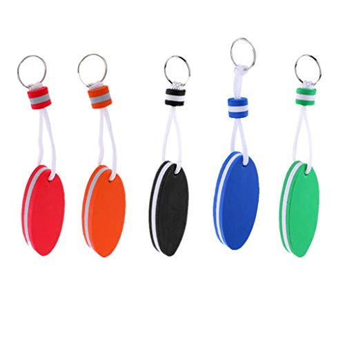 image for Dongyue 5 Pieces Durable Oval Floating Key Ring Boat Keychain Float Su